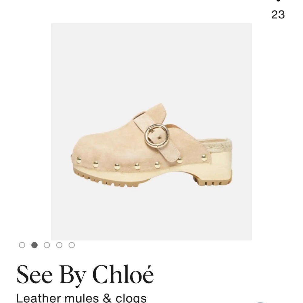 See By Chloé Beige Suede Studded Clog Mules